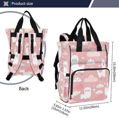 Bolaz Diaper Bag Backpack Llama Clouds Pink Large Stroller Straps