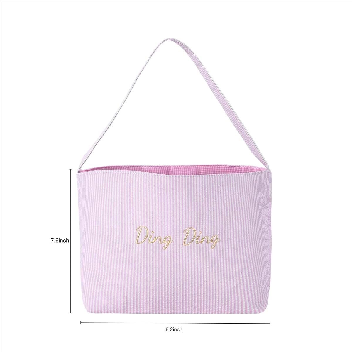 Qijundian Personalized Easter Basket Embroidered Easter Basket Embroidered Name Kids Basket Kid's Easter Basket (photo 3)