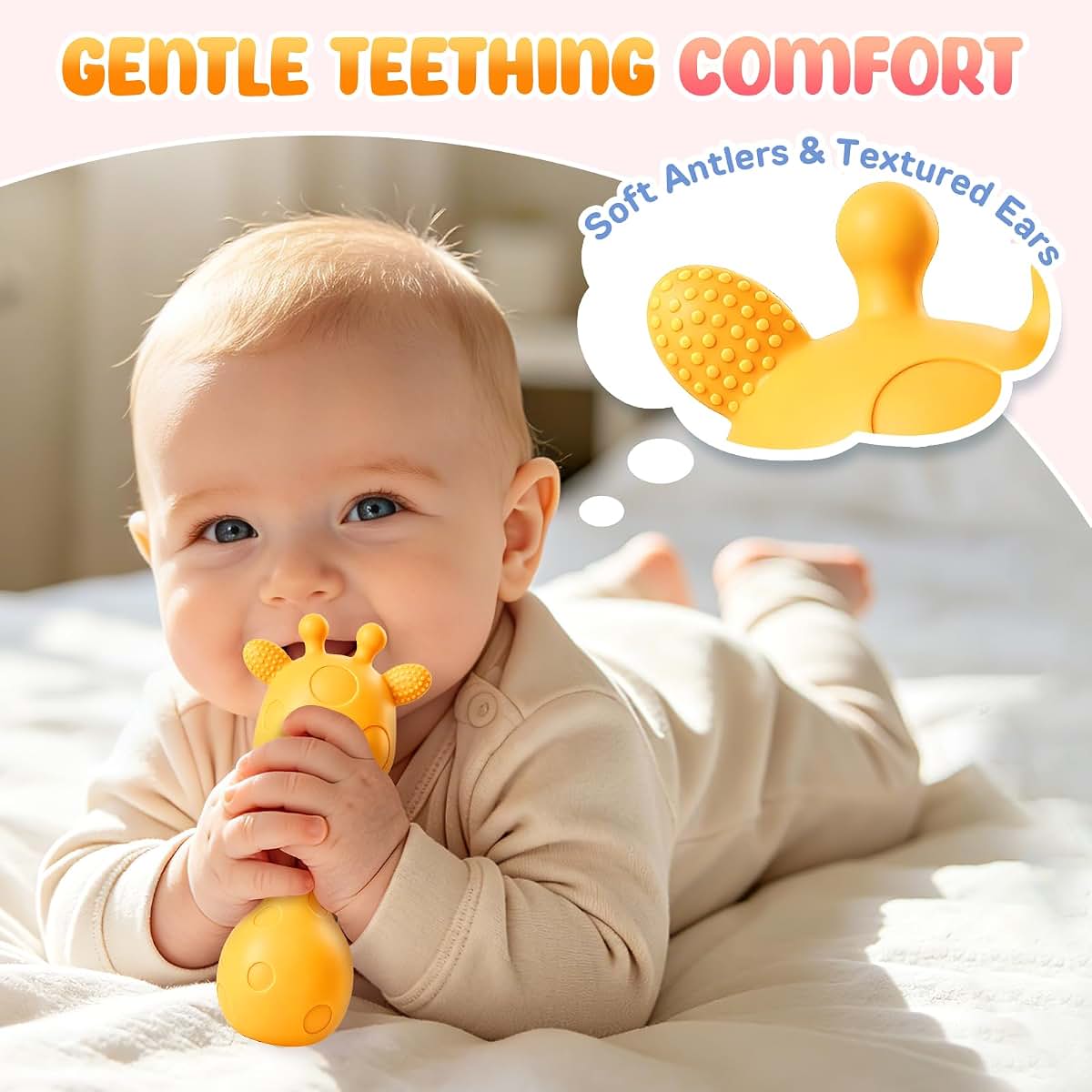 Giraffe-Shaped Baby Teething Rattle Toy