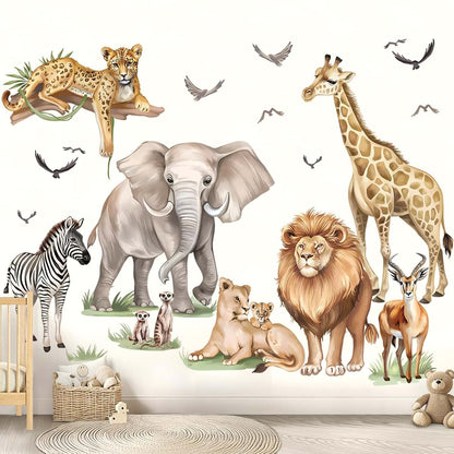 Wondever Safari Animals Wall Decals - Lion Giraffe Stickers