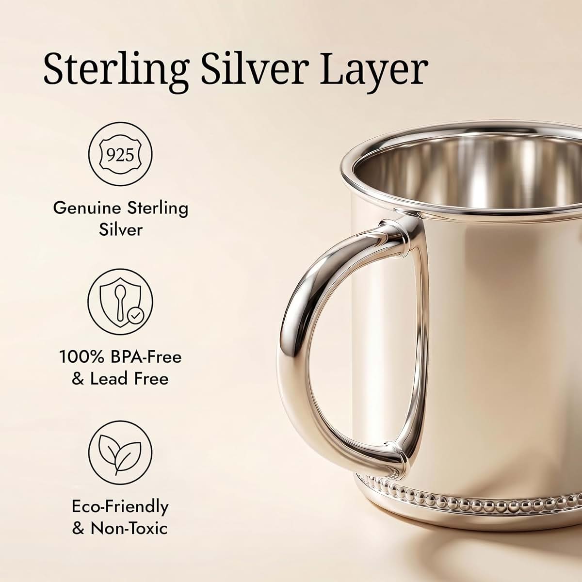 Krysaliis Classic Beaded Sterling Silver Layer Cup Mug