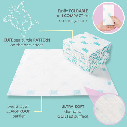 Vesta Baby 65 Disposable Changing Pads - Soft Absorbent Leak Proof Pee Mats - White Portable Diaper Change Underpads (photo 3)