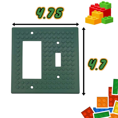 Aunt Lo's Supply Co Building Brick Light Switch Cover Plate - Compatible with Standard Construction Blocks - Double