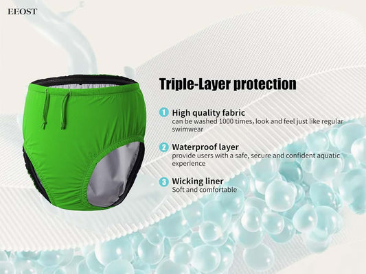 Eeost Youth Special Needs Reusable Swim Diaper Incontinence Cover, Lime Green 10-12T