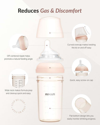 Moyuum MOV.aa Premium PPSU Wide Neck Baby Bottle 5 Oz 2 Pack Mint