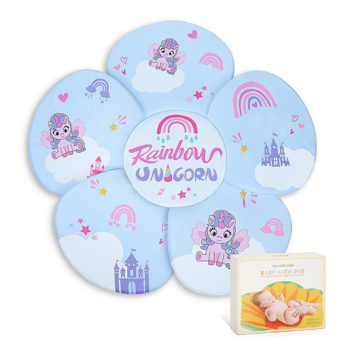 YooxArmor Flower Baby Bath Pad for Infant Sink, Non-Slip, Unicorn