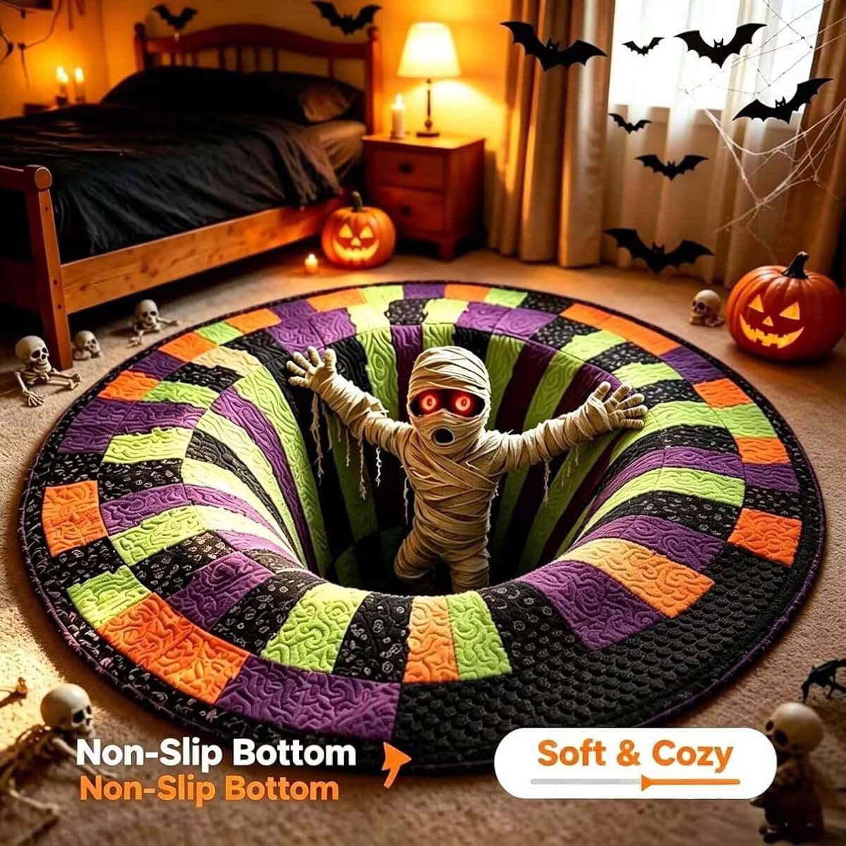 Cheuinr 3D Halloween Vortex Area Rugs Optical Illusion Mummy Doormat (photo 2)
