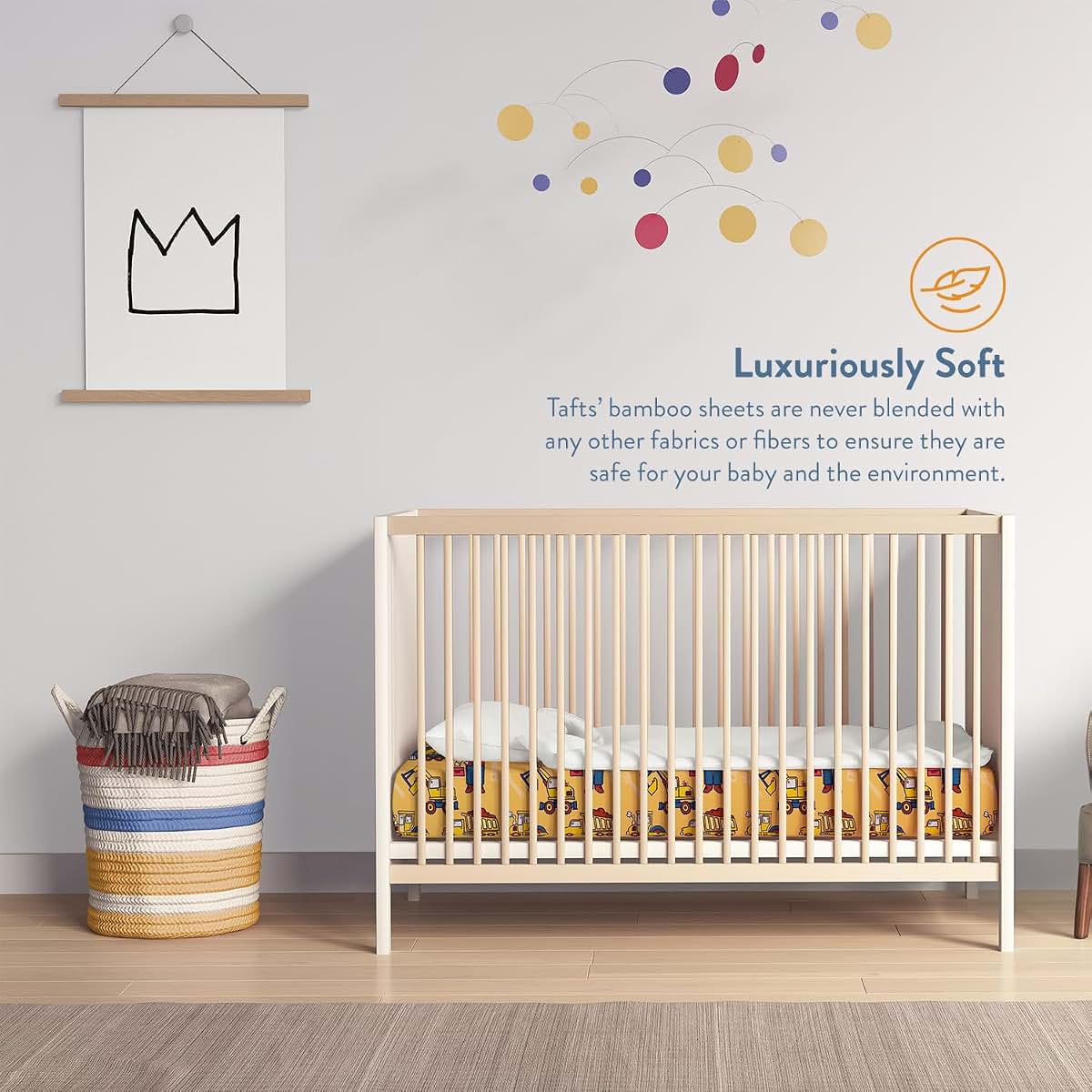Tafts 100% Viscose Fitted Crib Sheets, Girls, Boys & Unisex, 8 Inch Deep Pocket, Standard Crib & Toddler Mattress (photo 3)