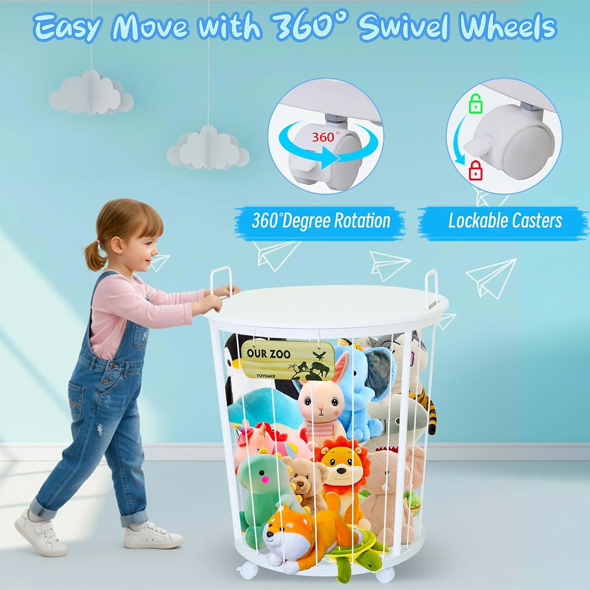 YOVOMEE Stuffed Animal Storage Organizer With Tabletop And Caster Wheels (photo 3)