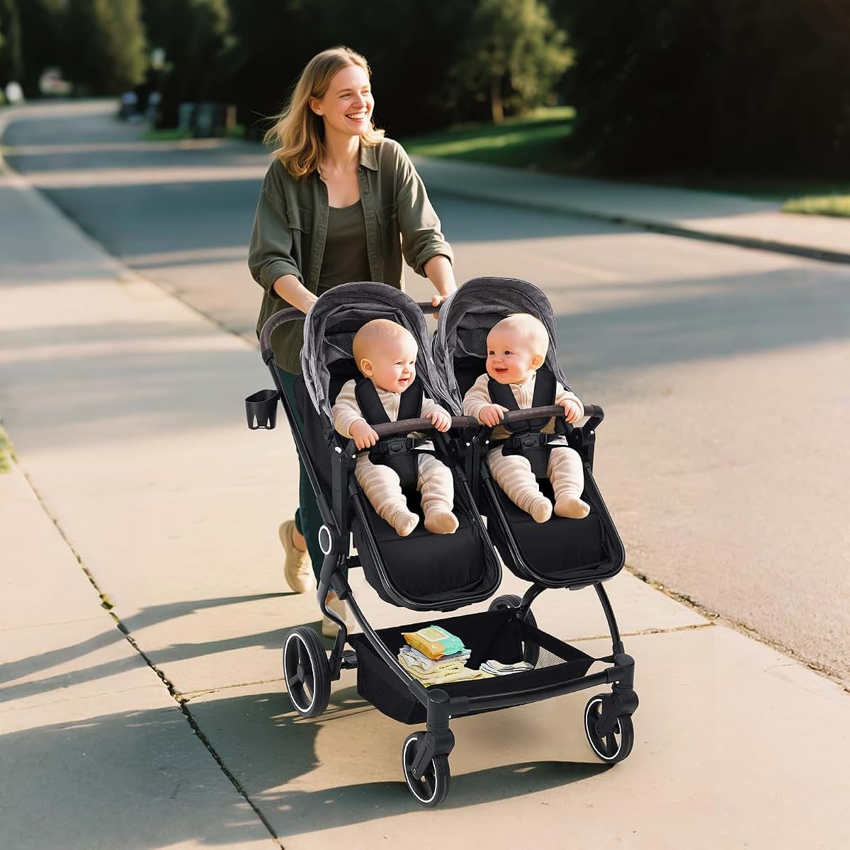 HarmoHaby Side By Side Double Stroller Newborn and Toddler, Lightweight Compact Twin Stroller with Reversible Seat (photo 4)