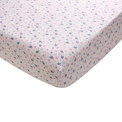 JAHbaby Pink Floral Cotton Crib Fitted Sheet for Girls, 51x28 Inch