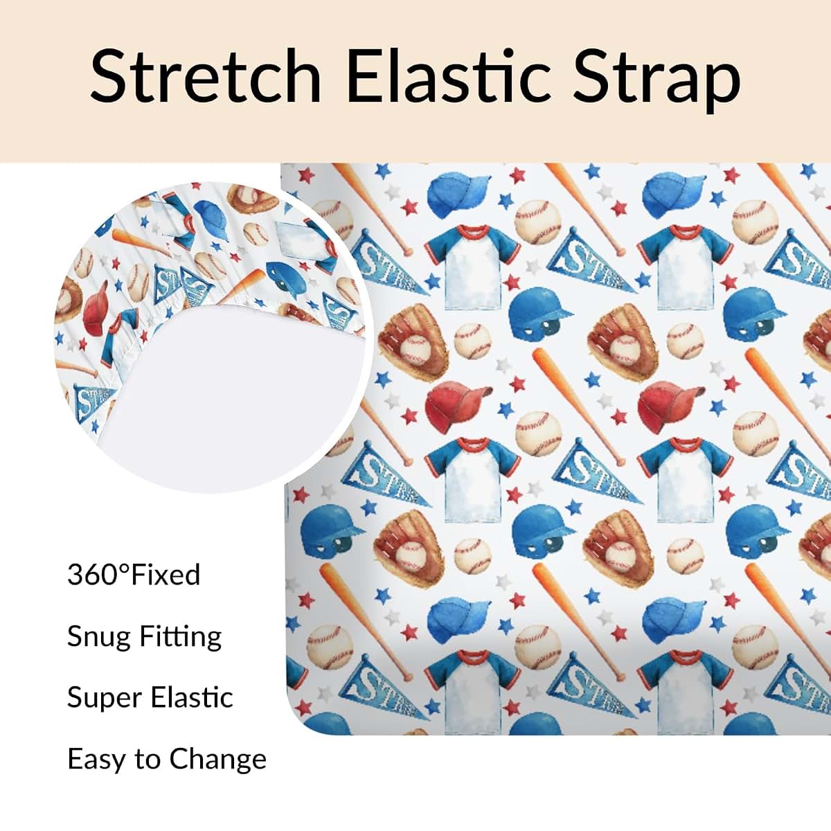 Cstdyfrv Baseball Sport Baby Crib Sheets Baseball Hat Toddler Bedding Bed Sheets Sports Lovers Gift Fitted Crib (photo 4)