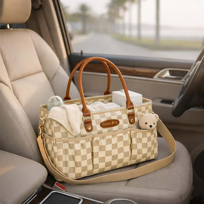 DOKUS & CO Diaper Bag Tote, Extra Large Collapsible Travel Baby Bag, Tan (photo 2)