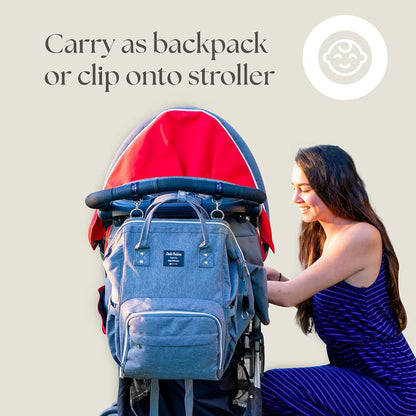 Dodo Babies Diaper Bag Backpack Set with Insulated Pockets, Pacifier Clips & Binky Case (Teal/Grey)