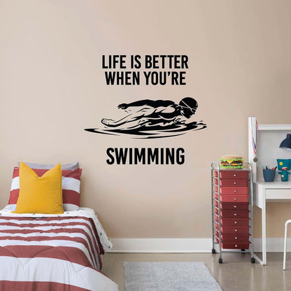All Things Valuable Swimmer Silhouette Vinyl Wall Sticker Decal