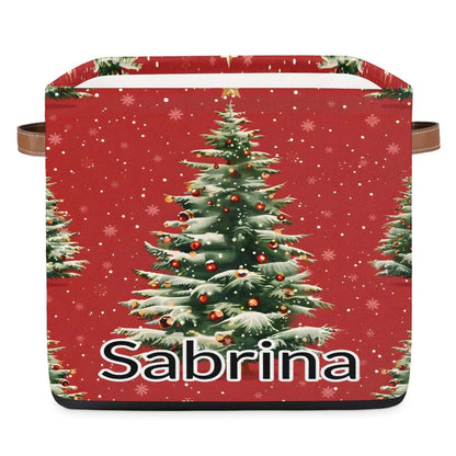Voloreju Personalized Square Storage Basket With Leather Handles