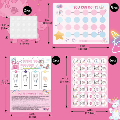shouqiuzhonglv Unicorn Potty Training Chart for Toddler Girls - Potty Training Sticker Chart for Girls Potty with