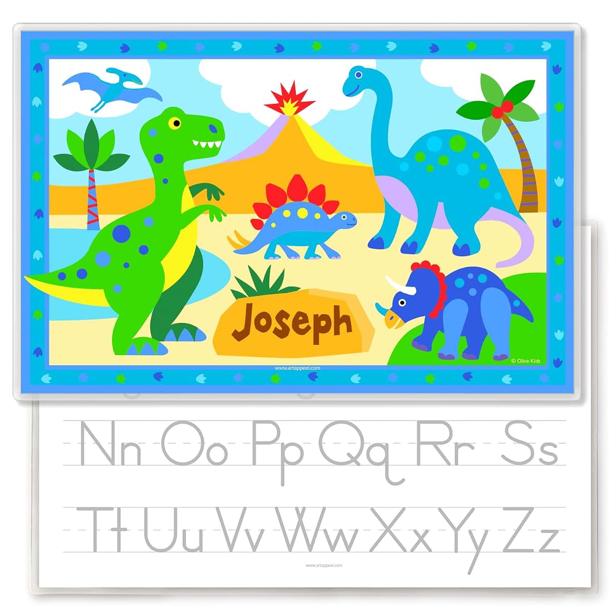 Art Appeel Dinosaur Personalized Laminated Placemat for Kids