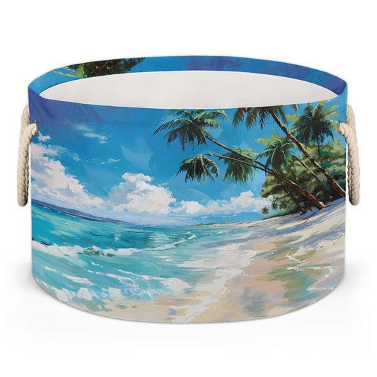 Tablerazzi Tropical Beach Large Round Blanket Basket Bin