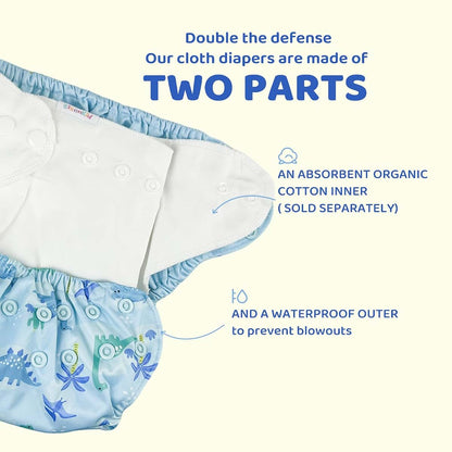 BISENKID Waterproof Cloth Diaper Cover & Reusable Swim Diaper, Size 2 (18-35 lbs), Green
