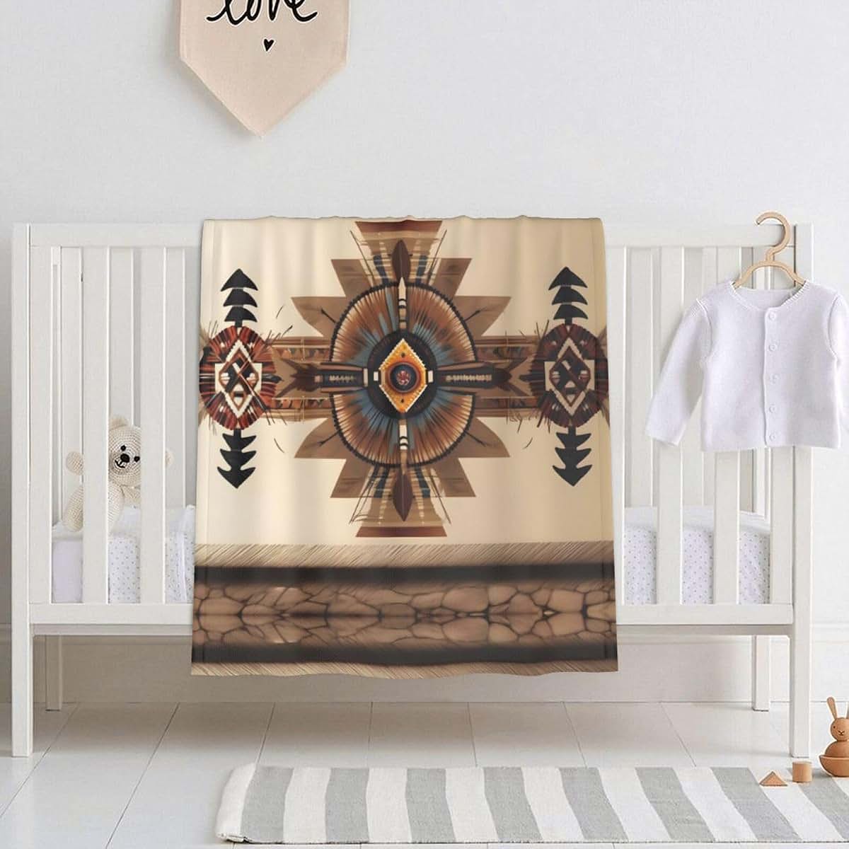 WBQLSL Native American Painting Pattern Baby Blanket 30"x40" Crib nap Blanket Newborn Gift