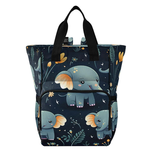 LINNIKEEEE Cartoon Cute Elephants Diaper Bag Travel Backpack Large Capacity Tote Mom Bags for Dad Women Girls