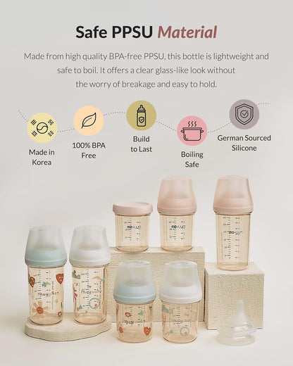 Moyuum MOV.aa Premium PPSU Wide Neck Baby Bottle 5 Oz 2 Pack Mint