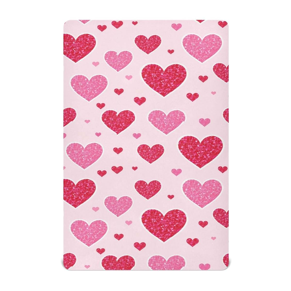 Caikeny Fitted Crib Sheet Hearts Pattern Standard Crib Toddler Mattress