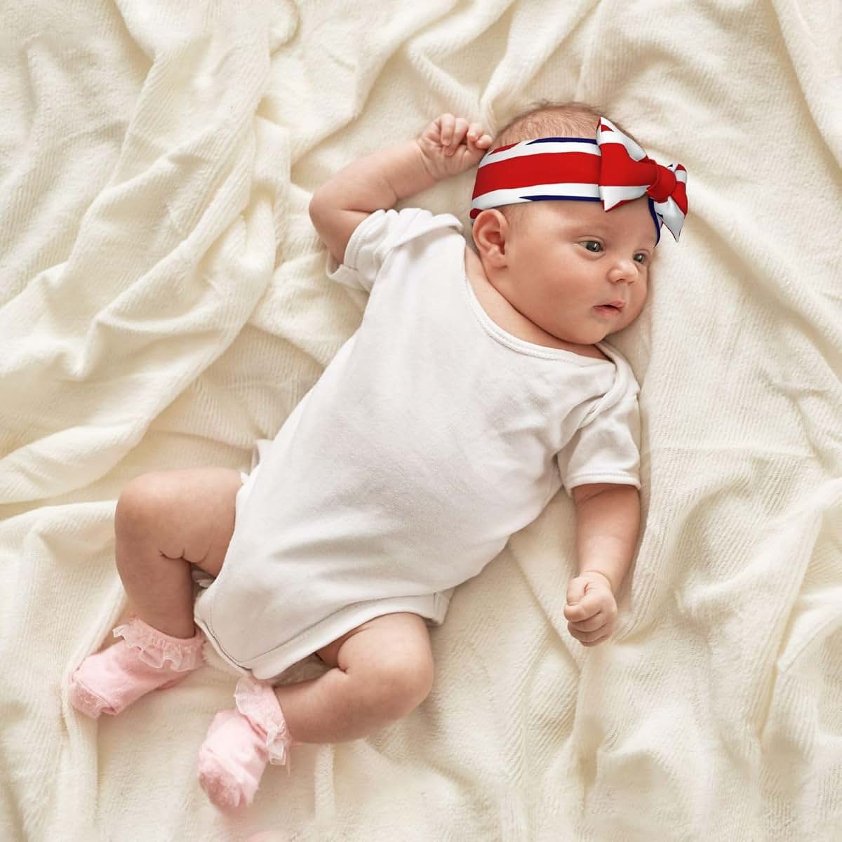 WBQLSL UK Flag Bow Headband For Newborns And Infants (photo 4)
