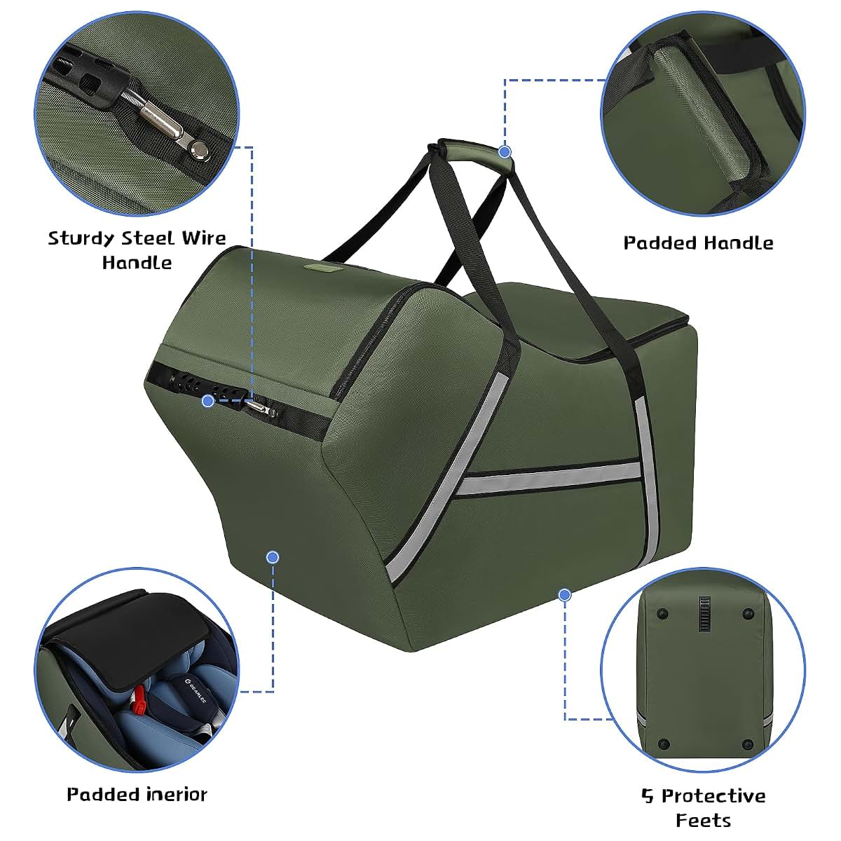 Infant Car Seat Travel Bag For Airplane With Side Pocket