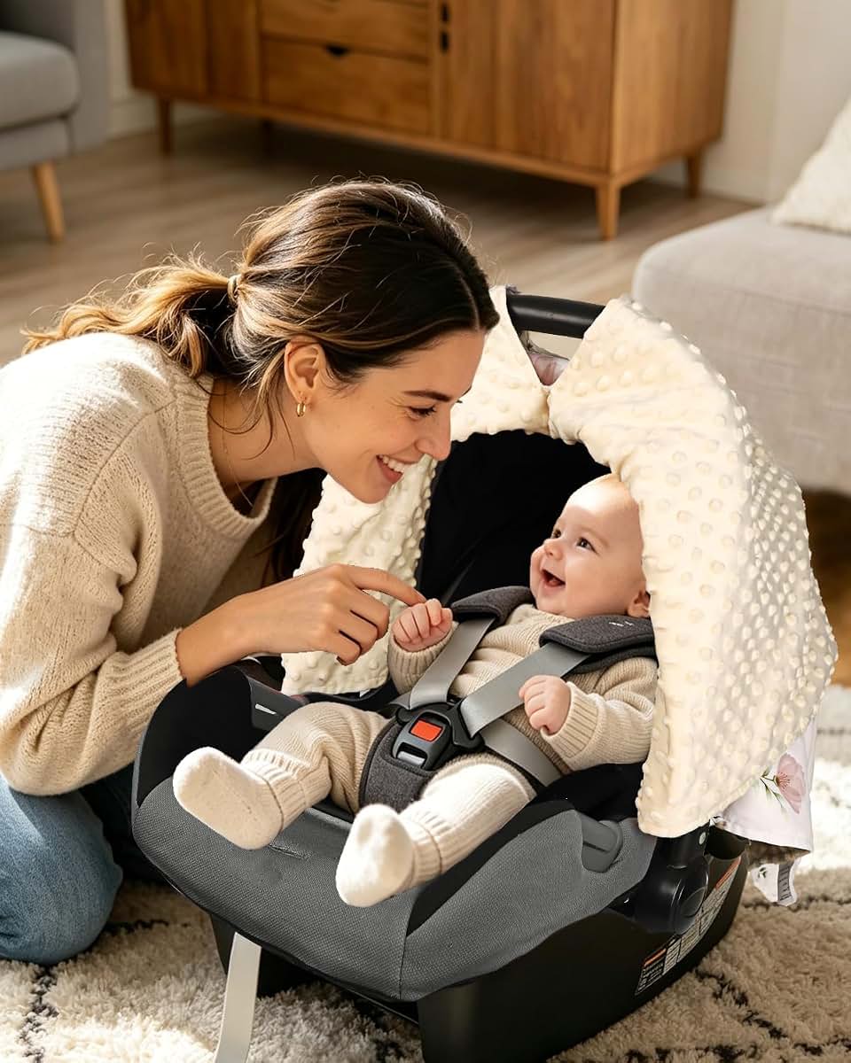 SWESEN Car Seat Cover Baby for Girls, Peekaboo Opening Baby Carseat Covers, Universal Car Seat Canopy Cover & Nursing (photo 2)