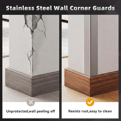 Stainless Steel Wall Corner Guard Protector - 10 Pack, T304 Grade