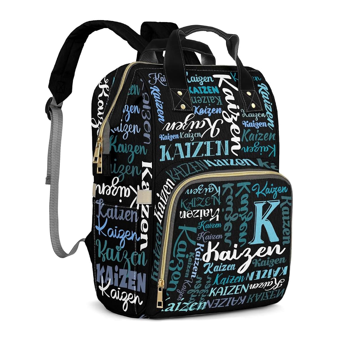 LiSoAkWE Name Balck Personalized Diaper Bag Backpack with Name,Customized Nappy Backpack for Baby Girls, Multi-function (photo 2)