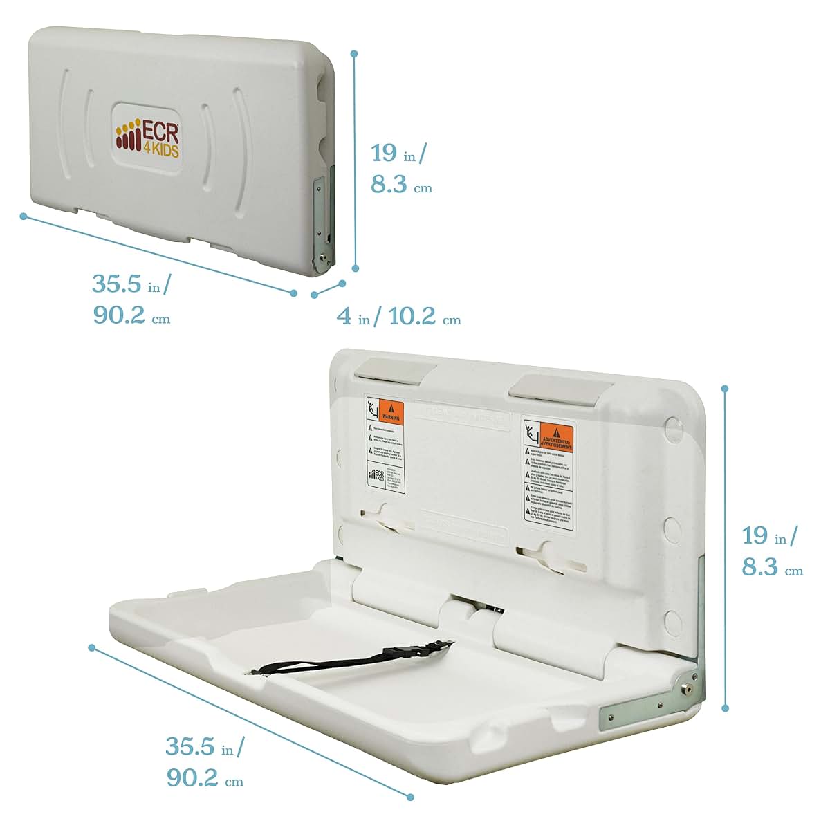 ECR4Kids Horizontal Wall-Mounted Changing Station with Liners (photo 2)