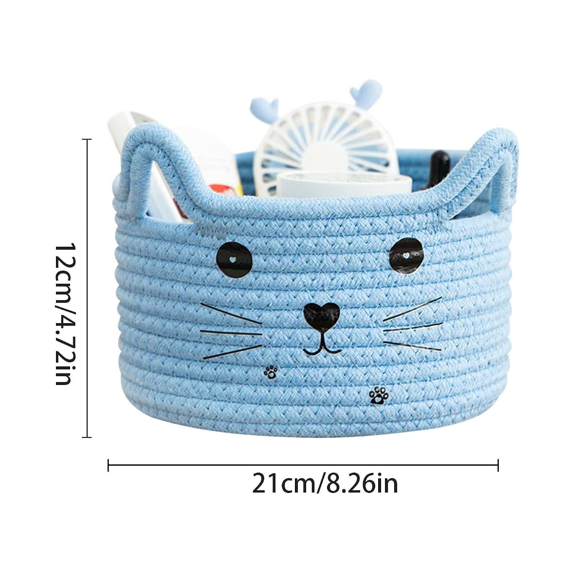 amyko Round Woven Cat Basket Storage Bin with Handles
