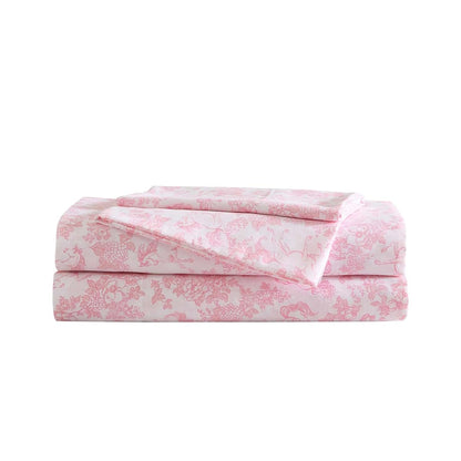 Laura Ashley Twin Sheet Set with Fitted Sheet and Pillowcase, Deep Pocket Microfiber