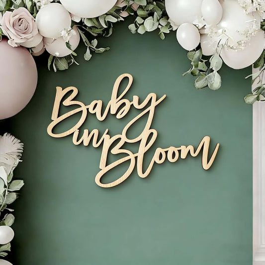Wooden Baby in Bloom Backdrop Sign for Baby Shower Decor