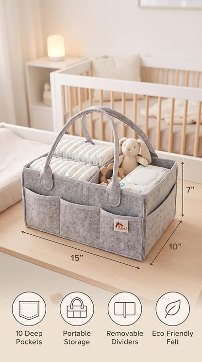 Itsy Bitsy Tot 2 Pack Diaper Caddy Organizer Cloud Grey 10 x 15 x 7 in