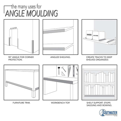Outwater Plastic Angle Moulding White 36-Inch Lengths (photo 3)