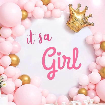 BabyOneStop Pink Girl Gender Reveal Party Backdrop Wall Decals