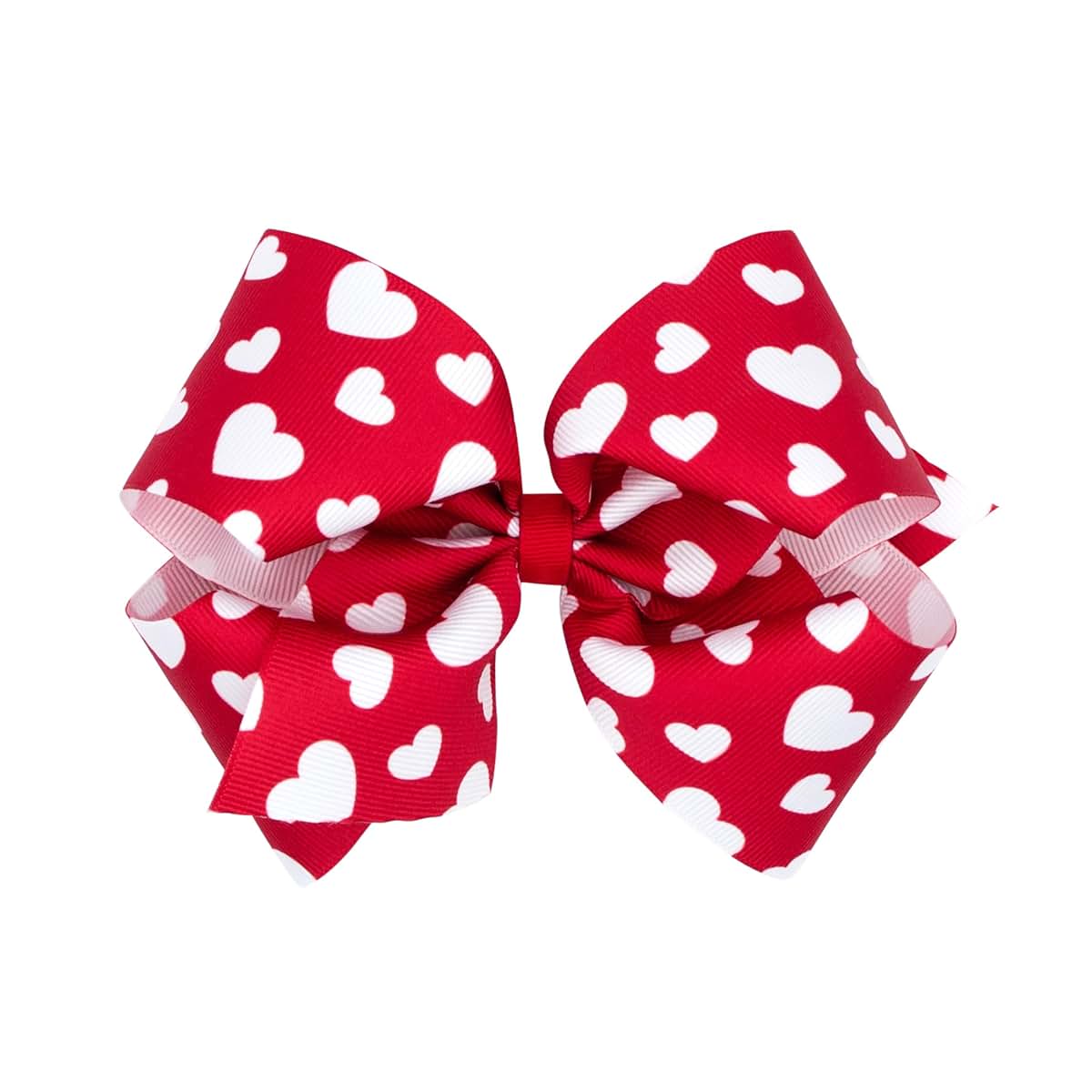 Wee Ones Heart Print Grosgrain Hair Bow with No-Slip Clip
