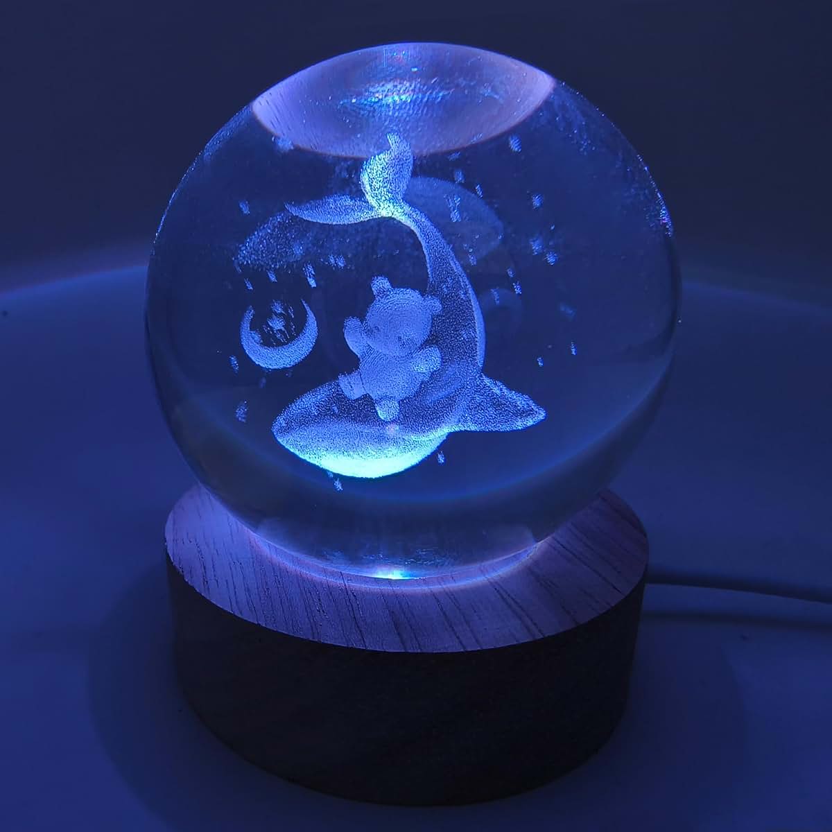 Wqvshro Whale And Teddy Bear Crystal Ball Lamp