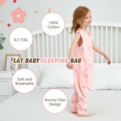 LAT Baby Sleep Sack with Legs, Cotton, Dinosaur, Size M