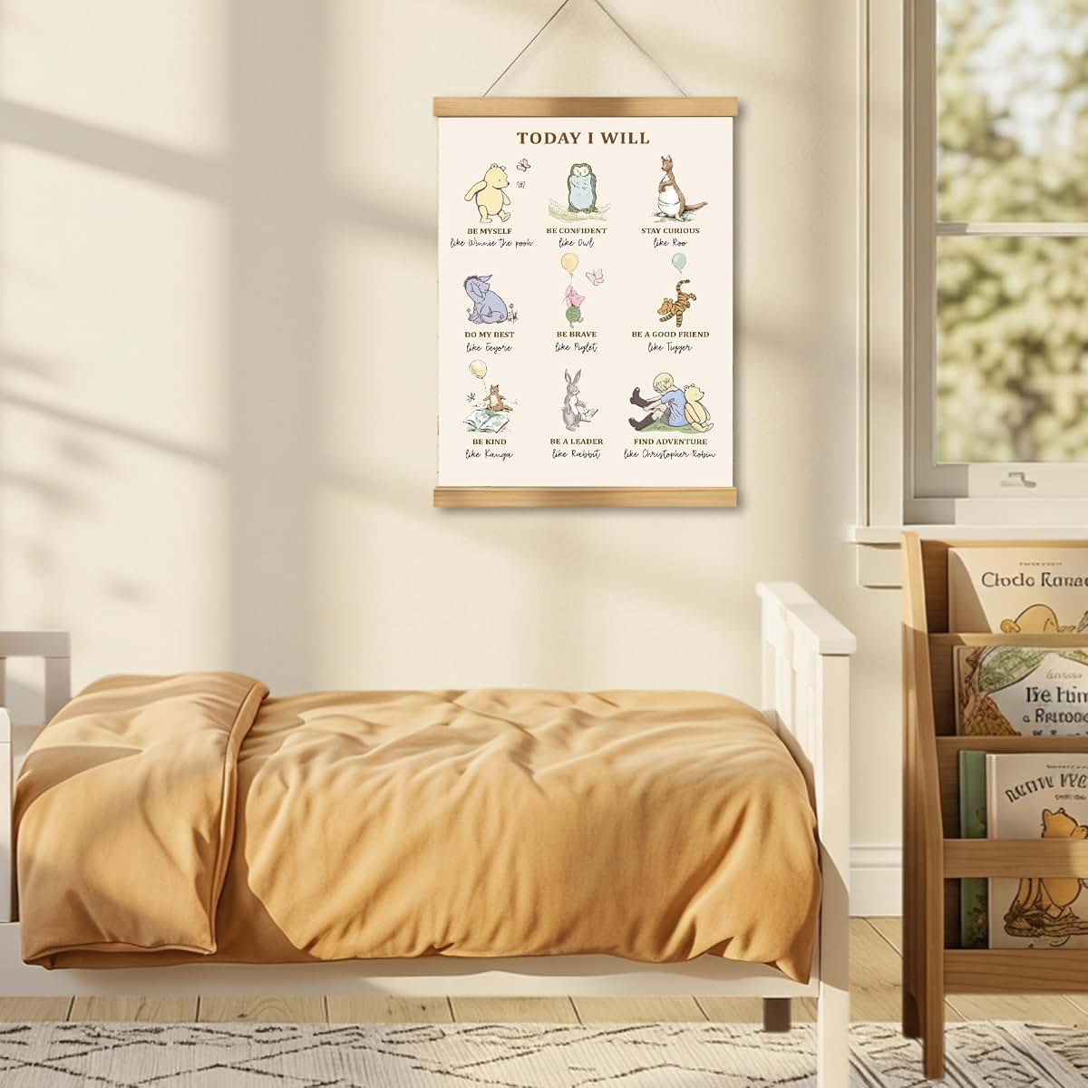 WUAWN Winnie the Pooh Nursery Wall Art, 16x12 Inch Linen Canvas