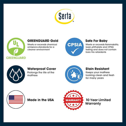 Delta Children Serta SleepTrue Mini Crib Mattress | Sustainably Sourced Core & Waterproof Cover