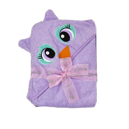 Frenchie Mini Couture Purple Owl Hooded Towel, Extra Large Cotton