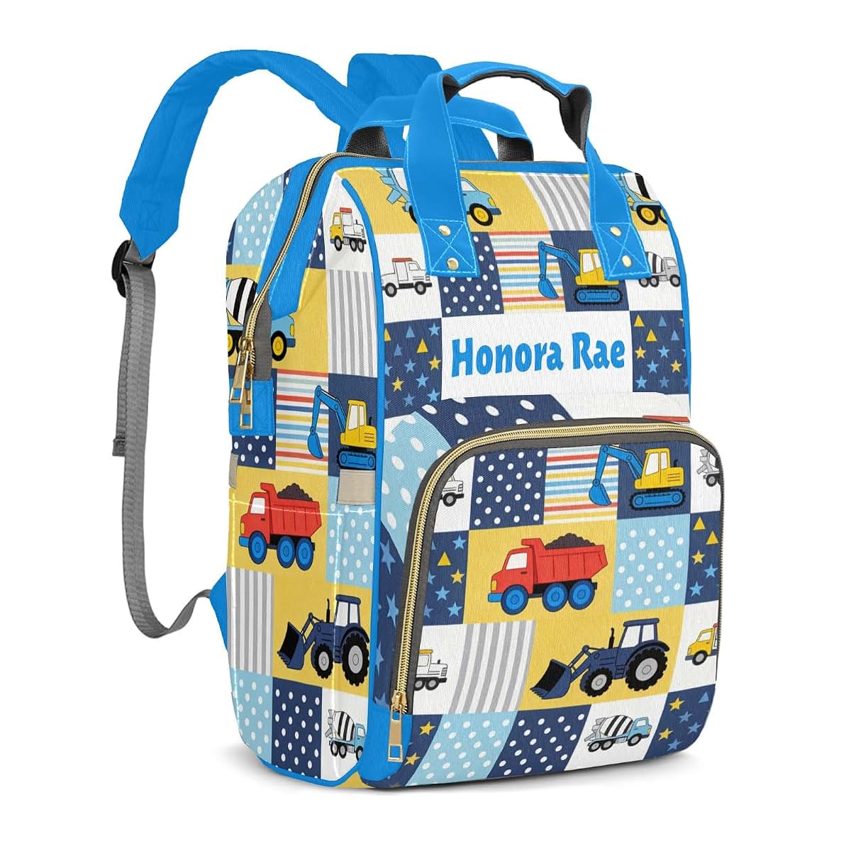 Joyestore Personalized Cute Excavator Cars Truck Custom Mom Diaper Backpack