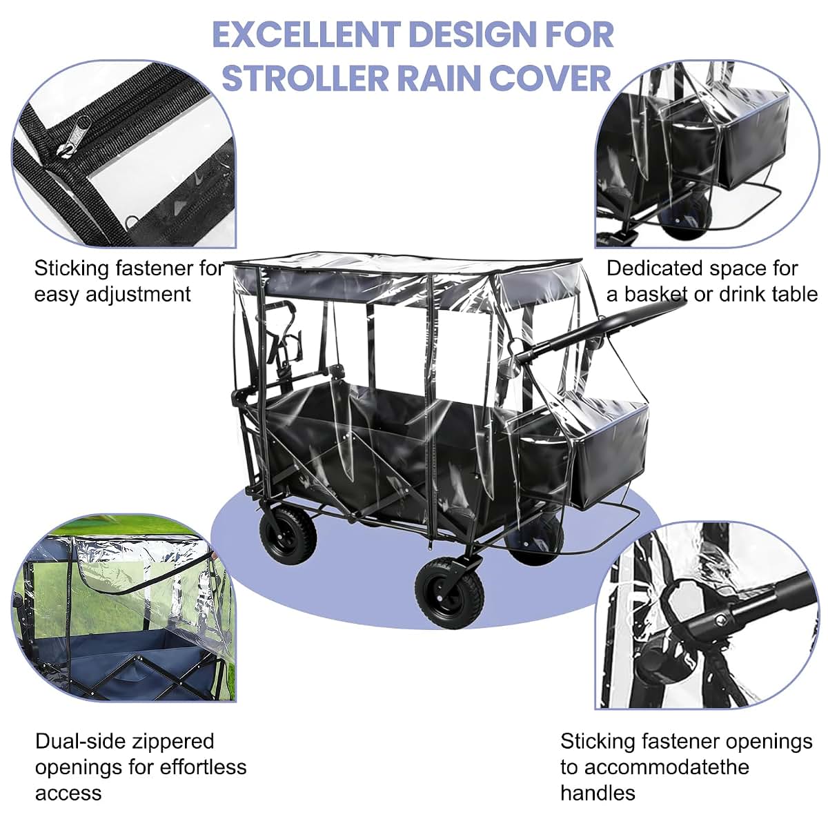 Winmist Glimpse Rain Cover for Folding Wagons with Transparent Panels