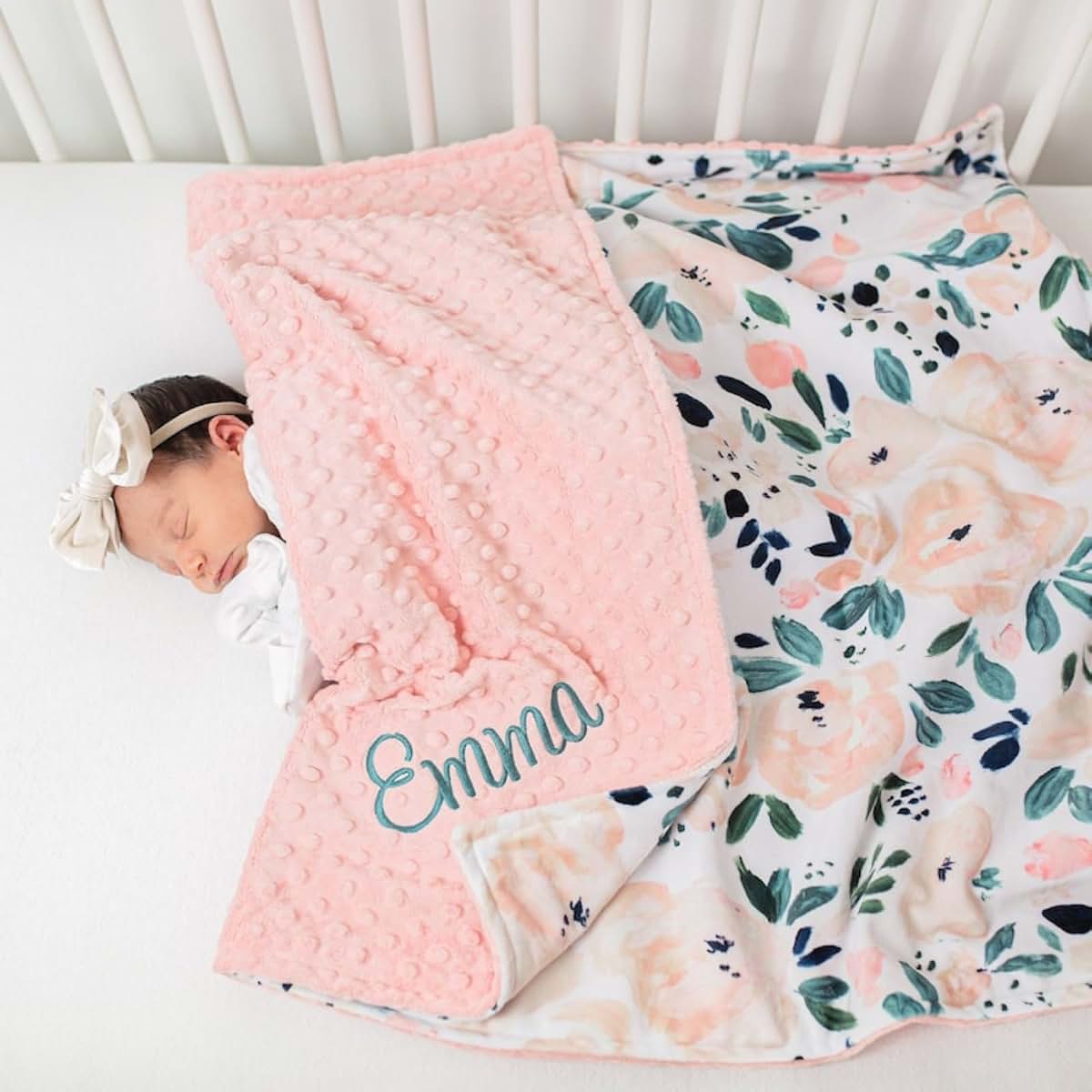 Hainadian Baby Blanket, Baby Gift,Personalized Name Baby Blankets for Girls,Baby Girl Newborn Essentials,Embroidered