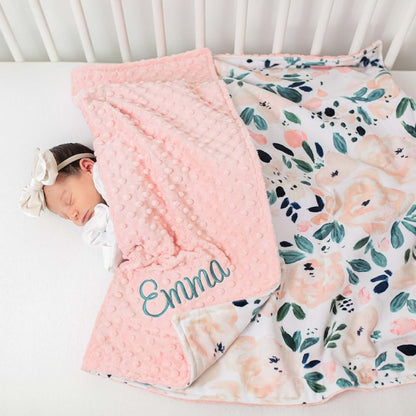 Hainadian Baby Blanket, Baby Gift,Personalized Name Baby Blankets for Girls,Baby Girl Newborn Essentials,Embroidered
